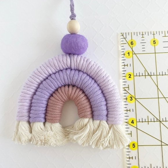 Macrame Wall Hanging, Nursery Wall Hanging, Rainbow Boho Macrame Decorations - Picture 4 of 5